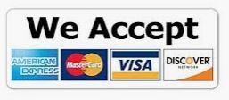 Visa, Mastercard, Discover and American Express accepted