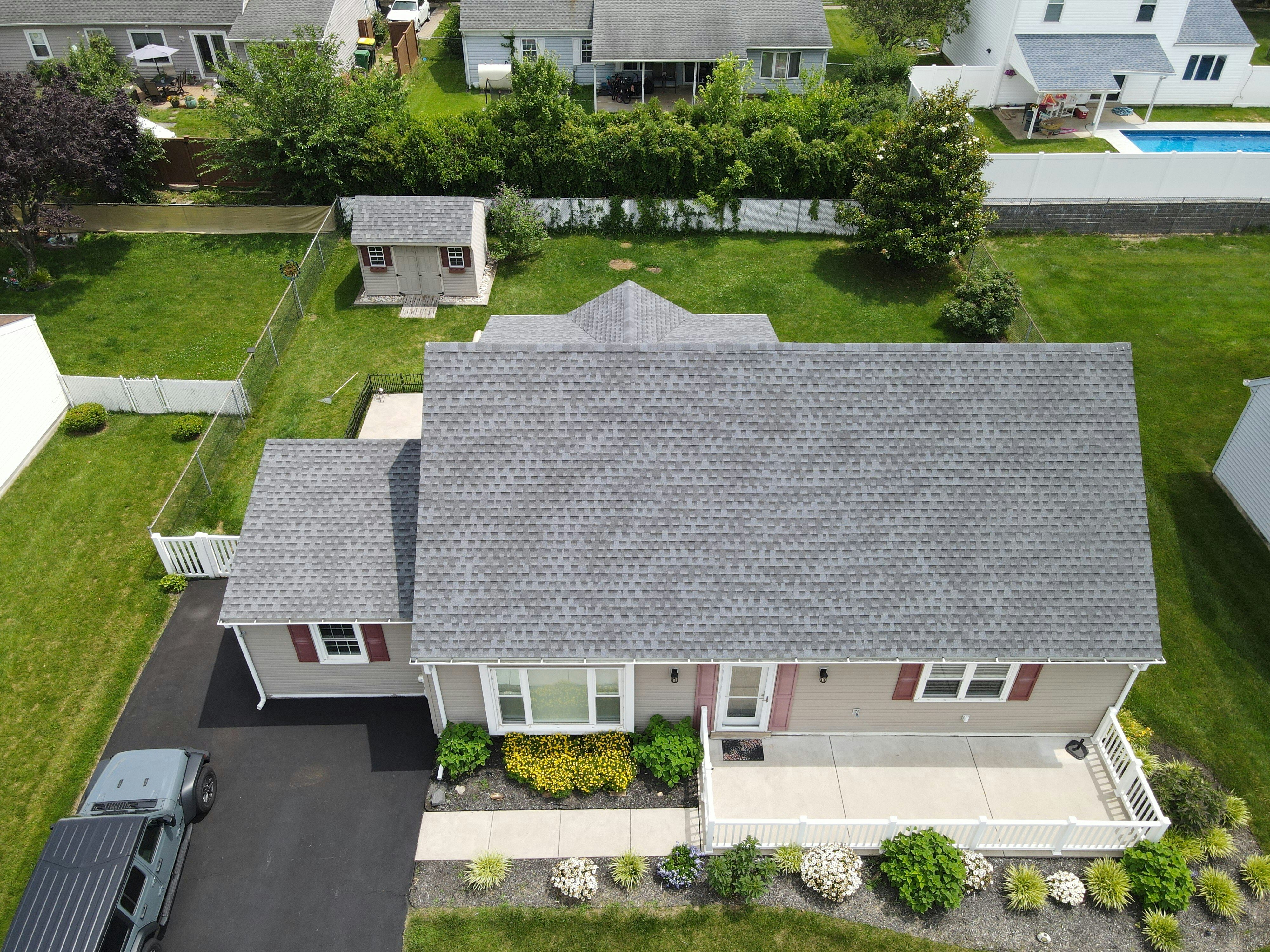 An architectural shingle roof, illustrative